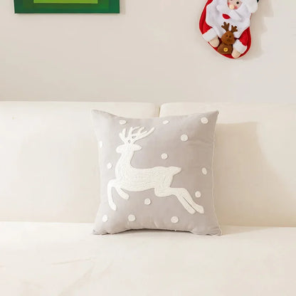 DecorBites™ Christmas Cartoon Letter Embroidered Pillow Cover Festive Sofa Cushion