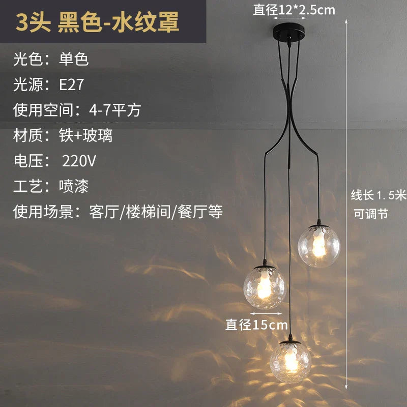 DecorBites™ LED Glass Ball Chandelier Ceiling Light for Living Room Dining Loft Decor