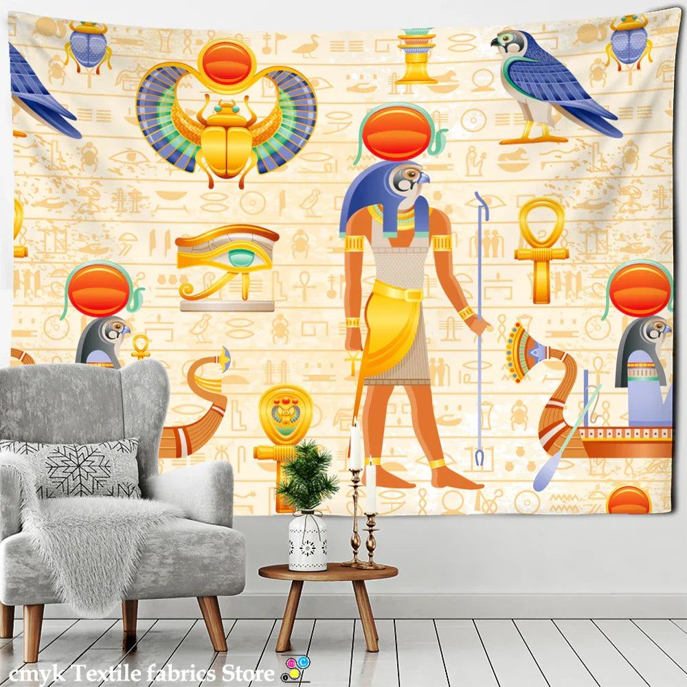 Egyptian Mystique Tapestry Wall Hanging by Decobites: Retro Psychedelic Home Decor & Hippie Art