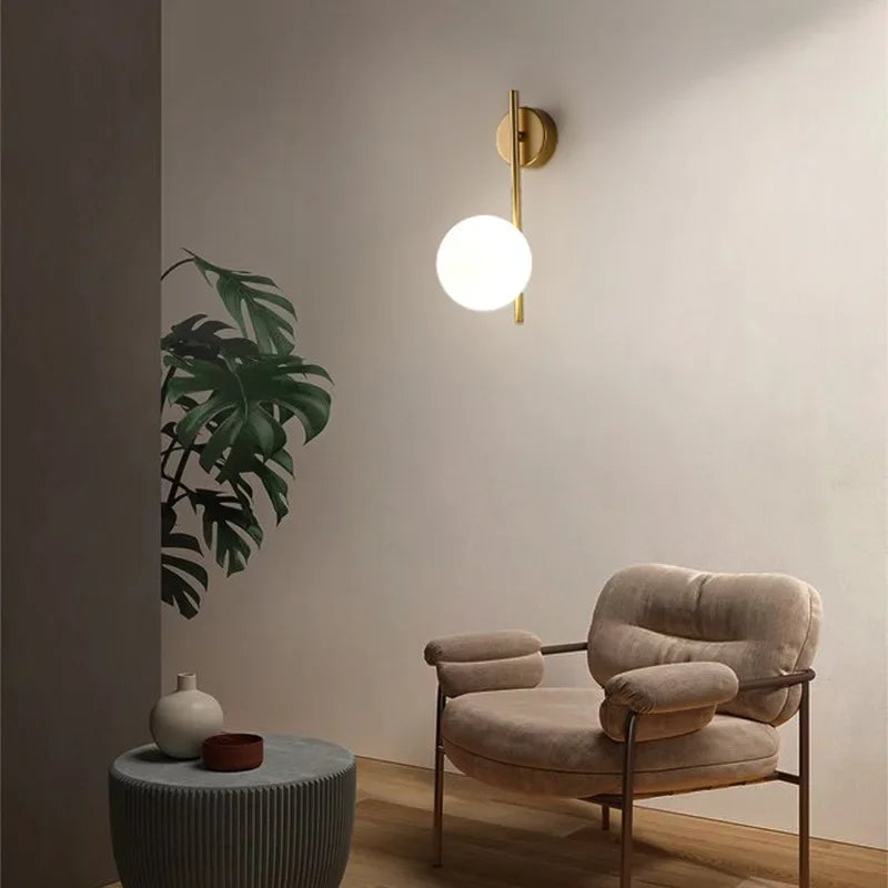 Gold Glass Wall Sconce American Style Corridor