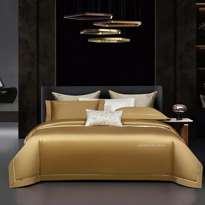 DecorBites™ 1000TC Egyptian Cotton Embroidery Bedding Set with Duvet Cover, Sheet, Pillowcase