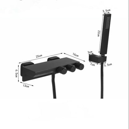 DecorBites™ Gold/Black Tub Shower Set Wall Mount Waterfall Mixer Tap Brass Rotatable