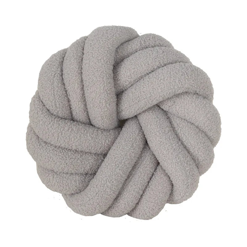 DecorBites™ Knotted Ball Grey Throw Pillow for Bed Couch Living Room