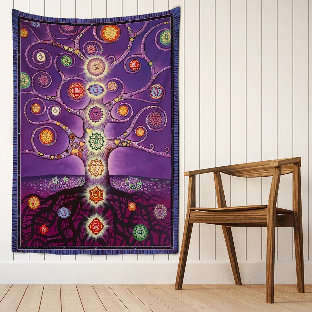 Decobites Tree Of Life Tapestry: Hippie Queen Bed Sheet Wall Hanging, Psychedelic Bohemian Room Decor