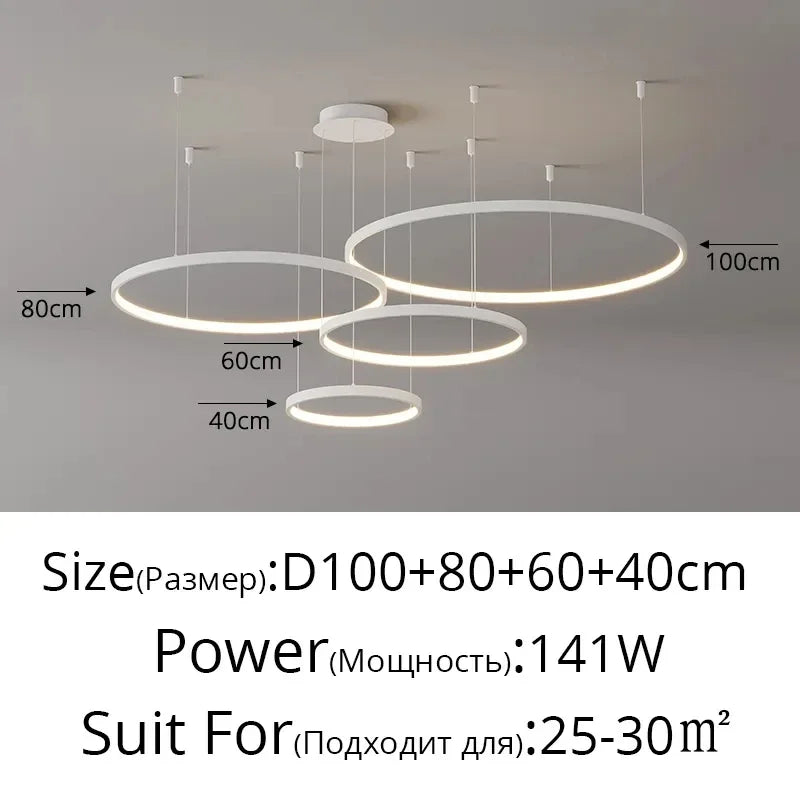 DecorBites™ Acrylic LED Ring Pendant Light Modern Minimalist Art Decor Chandelier