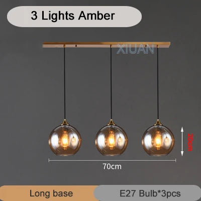 DecorBites™ Industrial Glass Pendant Light for Dining Table, Kitchen, Bar, Office - E27