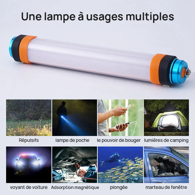 Linterna de camping LED DecorBites™: portátil, impermeable, recargable y magnética