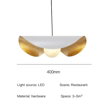 DecorBites™ Lederam Manta Pendant: Industrial Black & Gold Ceiling Light with Lotus Leaf Design