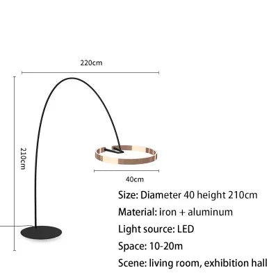 DecorBites™ Grote Dimbare Gouden Koperen Zwarte LED Vloerlamp para Woonkamer en Hotel