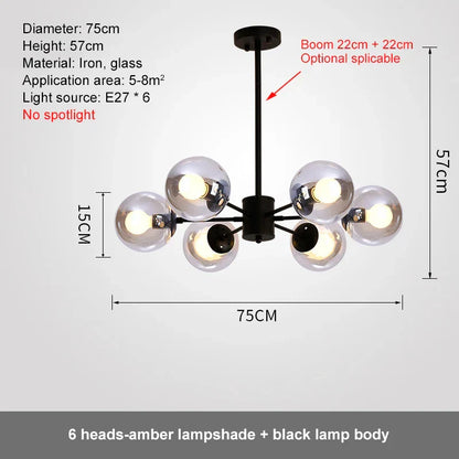 Lámpara de araña LED con bola de cristal DecorBites™ para dormitorio y comedor