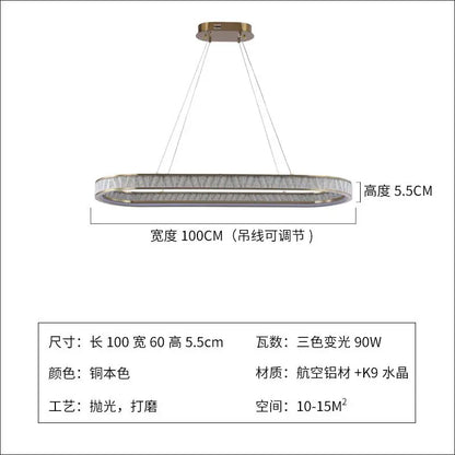 DecorBites™ Crystal Oval Pendant Chandelier for Living Room Bedroom Dining Room Lighting