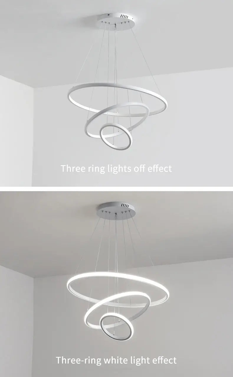 DecorBites™ Modern LED Ring Pendant Chandelier - Black