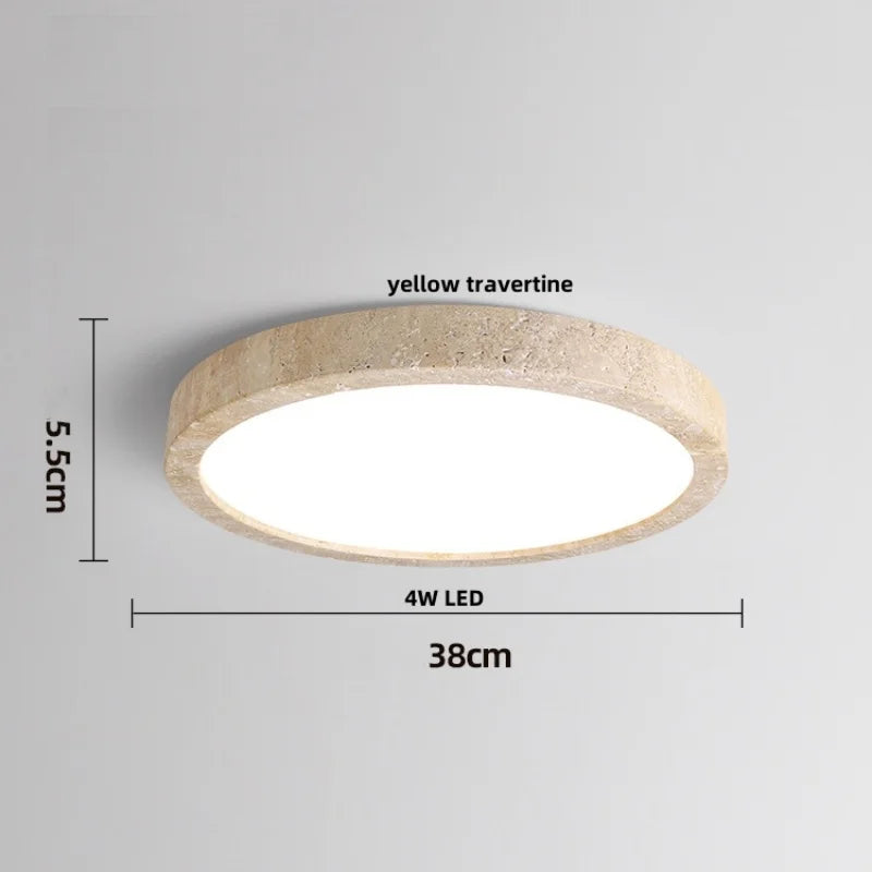 DecorBites™ Ellipse Stone LED Ceiling Light Natural Travertine Lamp Plafon