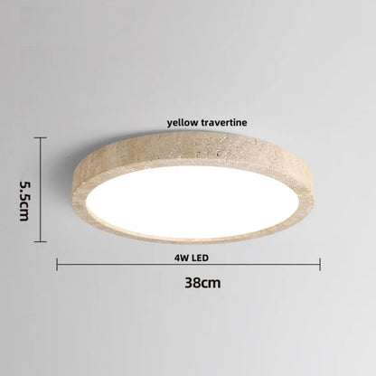 DecorBites™ Ellipse Stone LED Ceiling Light Natural Travertine Lamp Plafon