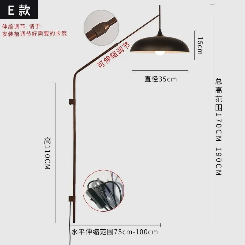 DecorBites™ Gold/Black Swing Arm Telescopic Wall Lamp LED E27 - Designer Hotel Restaurant Hall