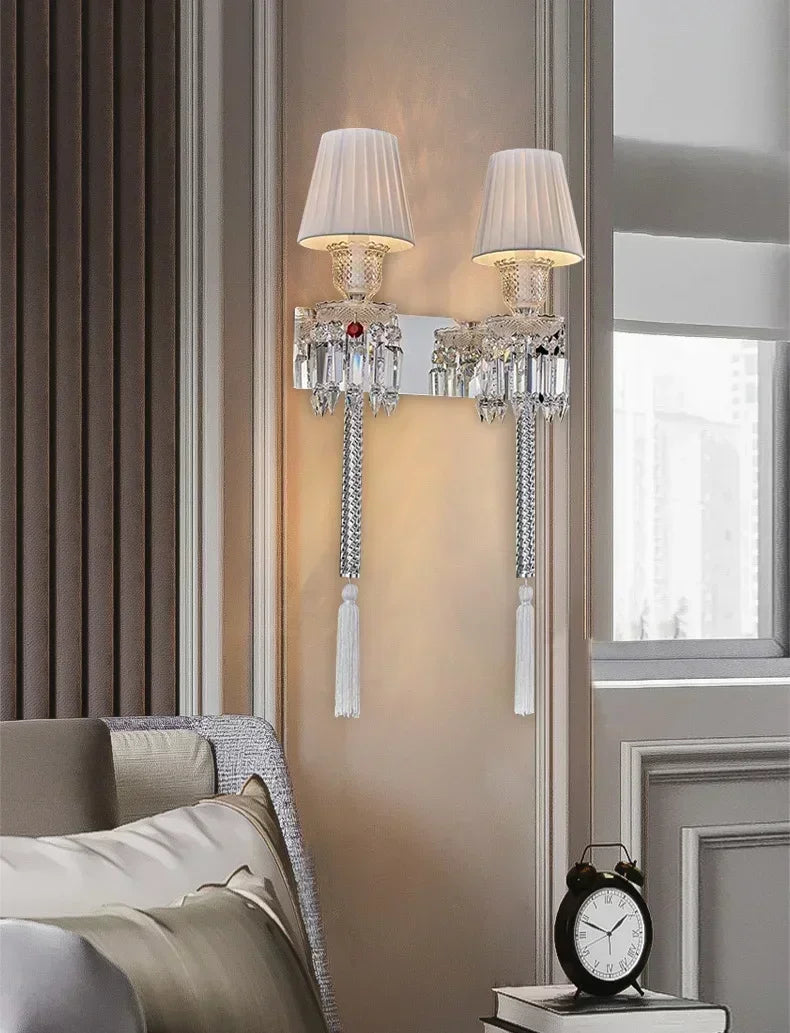 DecorBites™ Crystal Wall Lamp: European Style Luxury Mirror Headlight for Bedroom, Living Room & Dining Room