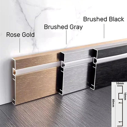 DecorBites™ LED Skirting Aluminum Profiles: Brushed Gold/Black, Conner Baseboard, Diffuser, Stair, Floor, Wall Decor