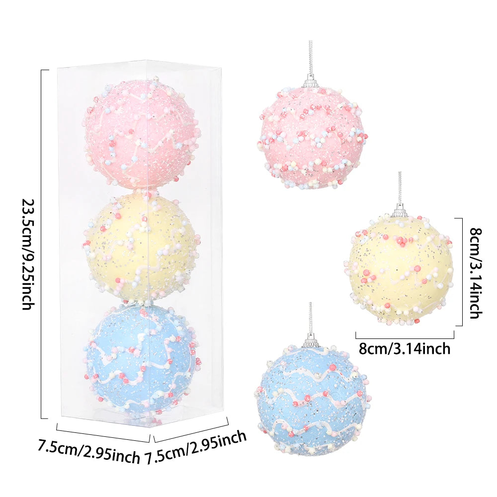 1Box Christmas Ball Ornament Balice Ice Cream Candy Shapes Xmas Tree Hanging  Pendants Home Party Navidad Christmas Decor 2024