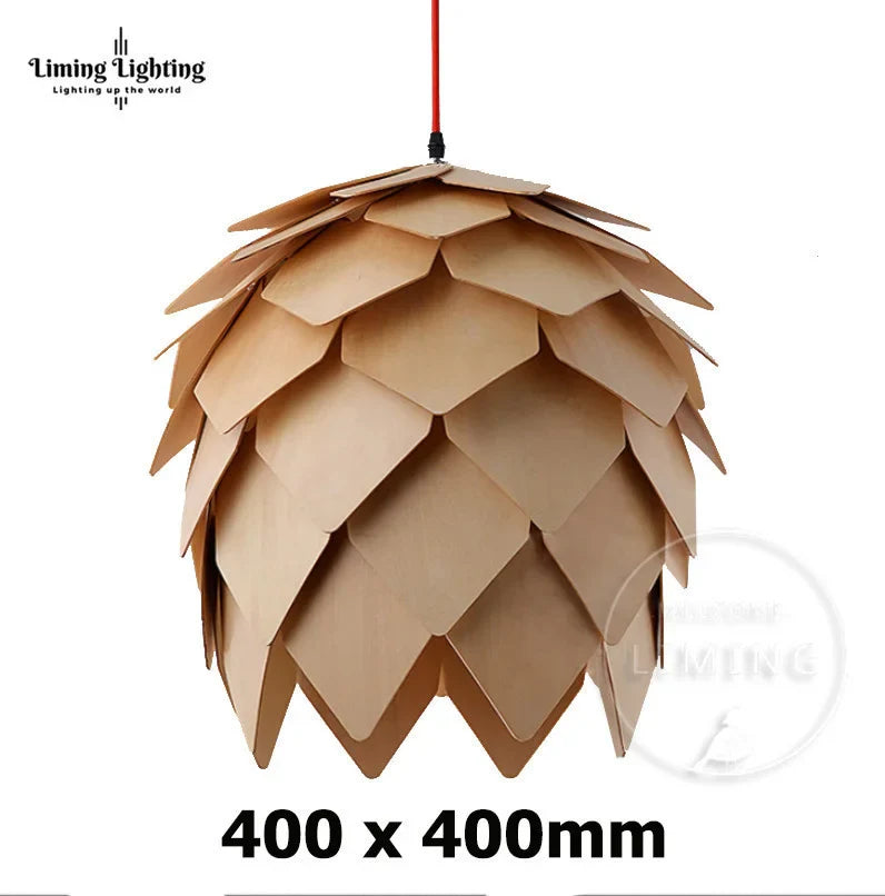 Nordic Oak Pinecone Wood Pendant Light