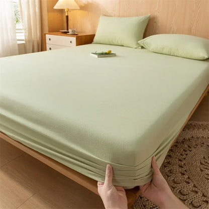 DecorBites™ Cotton Fitted Sheet with Elastic Bands for Single Double King Queen Bed