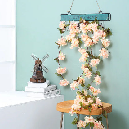 DecorBites™ Ramo de flores artificiales de sakura: Decoración para arco de rosas de jardín en bodas