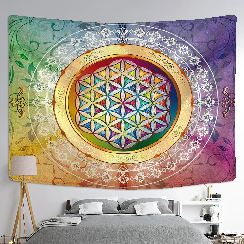 Colorful Mandala Tapestry Wall Hanging for Bohemian Home Decor by Decobites