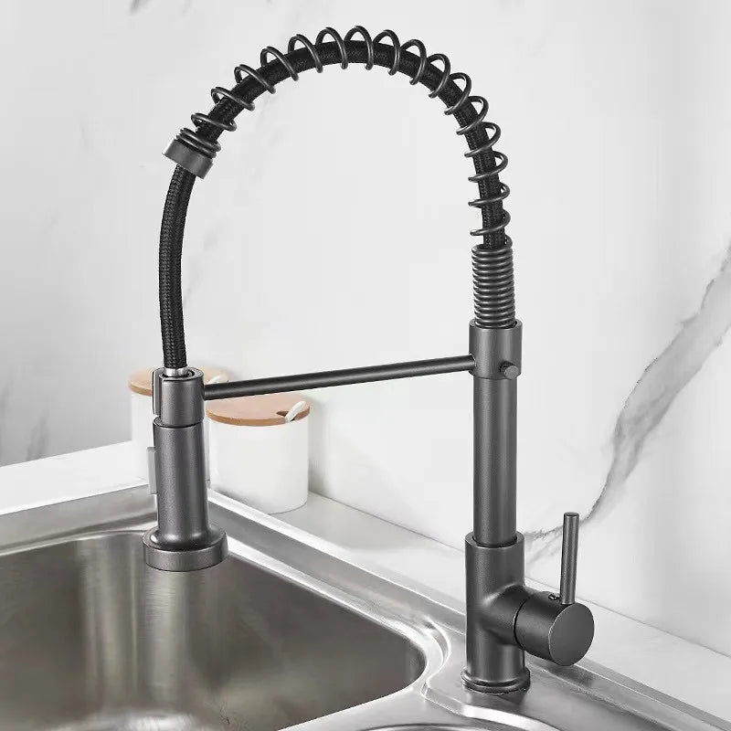 DecorBites™ Black & Gold Kitchen Faucet: Luxury Brass Pull Out Sink Mixer