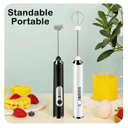 DecorBites™ Electric Milk Frother Mixer 3-Speeds Whisk Blender Foamer Egg Beater