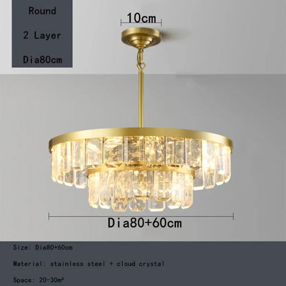 DecorBites™ Cloud Mist Crystal Chandelier for Home Hotel Stainless Steel Pendant Lamp
