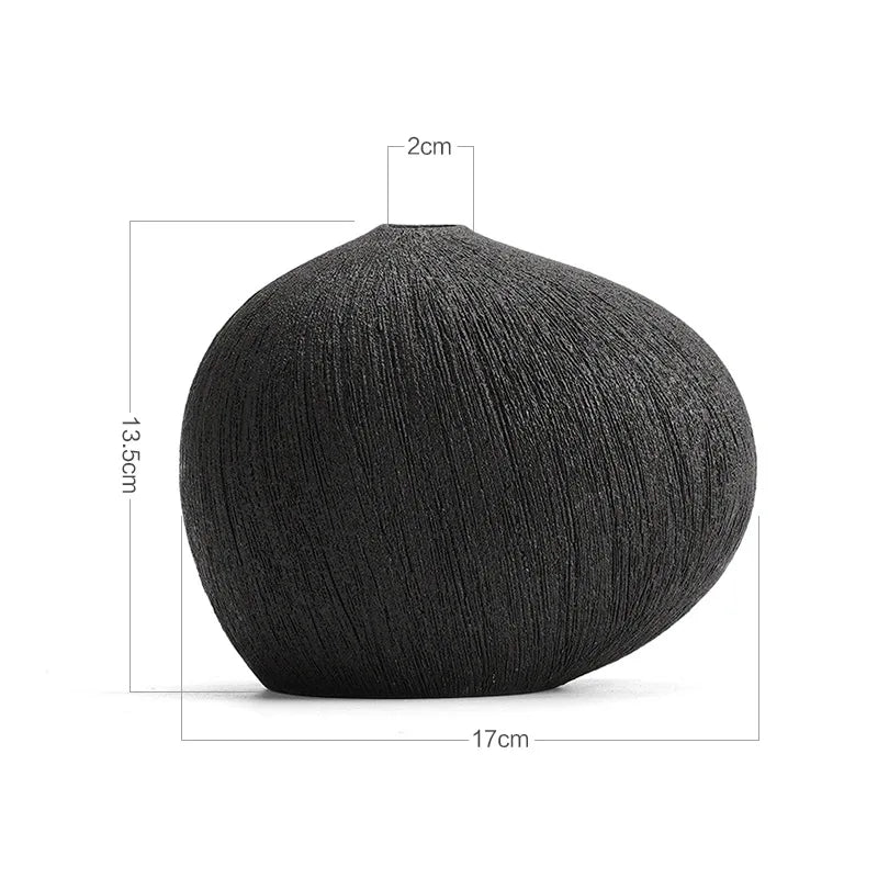 Jarrón de cerámica DecorBites™ con rayas geométricas y guijarros, accesorio para arreglos florales