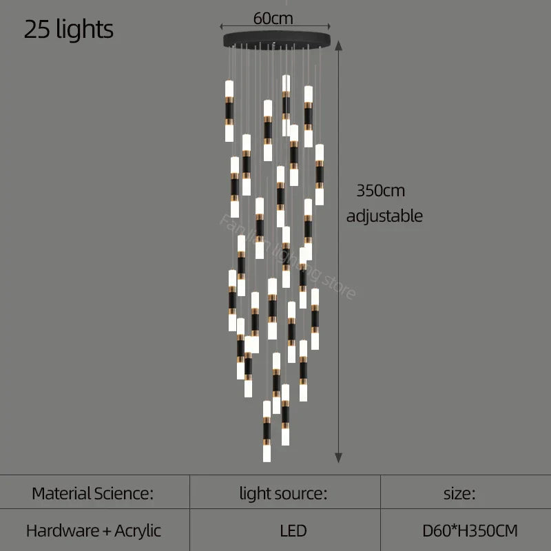 Lámpara de araña LED DecorBites™ para escalera, mesa de comedor o cocina. Lámpara de araña acrílica.