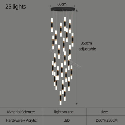 Lámpara de araña LED DecorBites™ para escalera, mesa de comedor o cocina. Lámpara de araña acrílica.