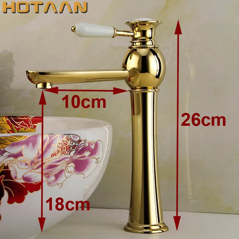 Decorbites™ Grifo de Lavabo Dorado con Mezclador de Cerámica - Grifos para Baño