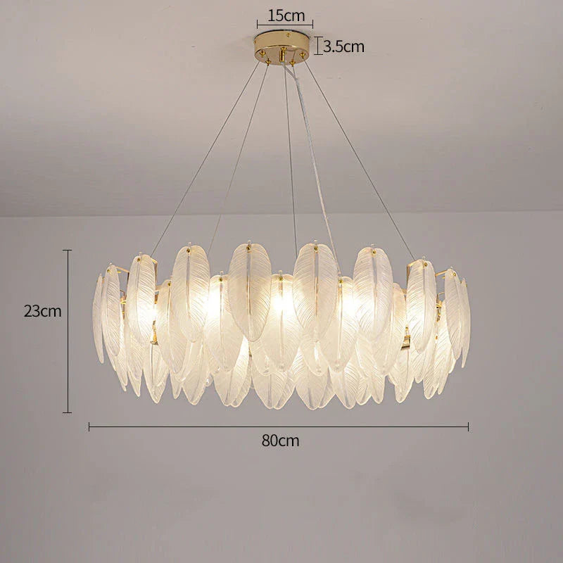 Feather Glass Gold Pendant Light
