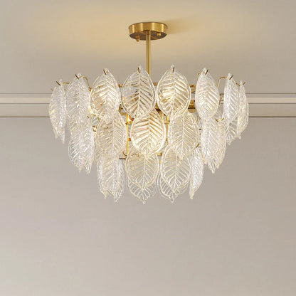 DecorBites™ Leaf Glass Chandelier Pendant Light Luxury Dining Room Ceiling Fixture