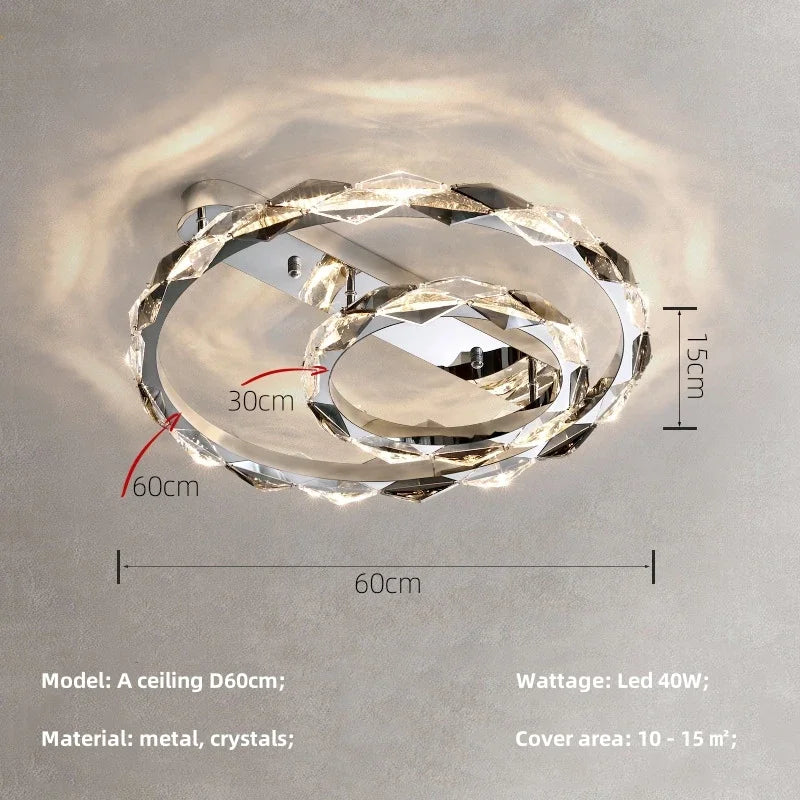 DecorBites™ Crystal Chandelier Pendant Light - Dimmable Modern Luxury LED Chrome Luminaria