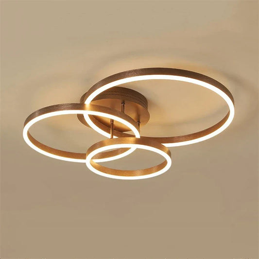 DecorBites™ Golden Coffee Round Circle LED Ceiling Light with Acrylic Lampshade - Creative Living Room Fixture