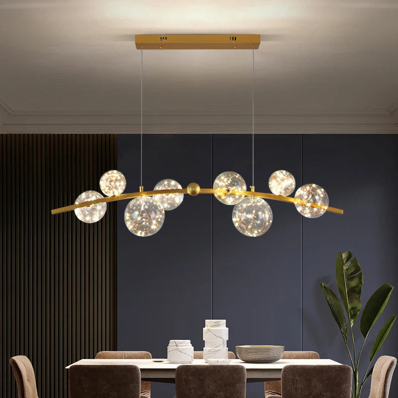 Brass Modern LED Chandelier 8-Head 100cm Kitchen