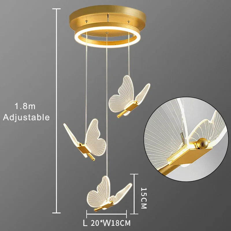 DecorBites™ Butterfly LED Chandelier for Duplex Villa Living Room Romantic Wedding Decor