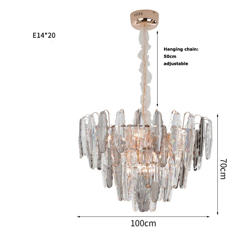 Decorbites™ Lámpara de Araña LED de Cristal Dorado para Mesa de Comedor