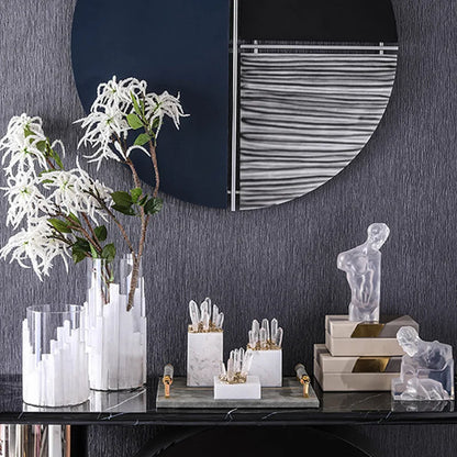 DecorBites™ Crystal Stone Marble Entrance TV Cabinet Club Soft Decoration