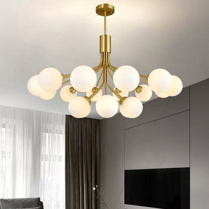 DecorBites™ Gold Glass Ball Chandelier: Luxury LED Lighting for Dining Room, Kitchen, Cafe