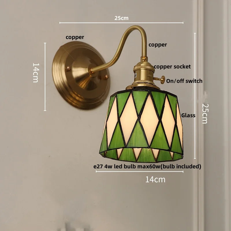 Lámpara de Pared LED Cúbica Decorbites™ para Sala de Estar y Comedor en Cobre y Vidrio Vintage con Espejo E27