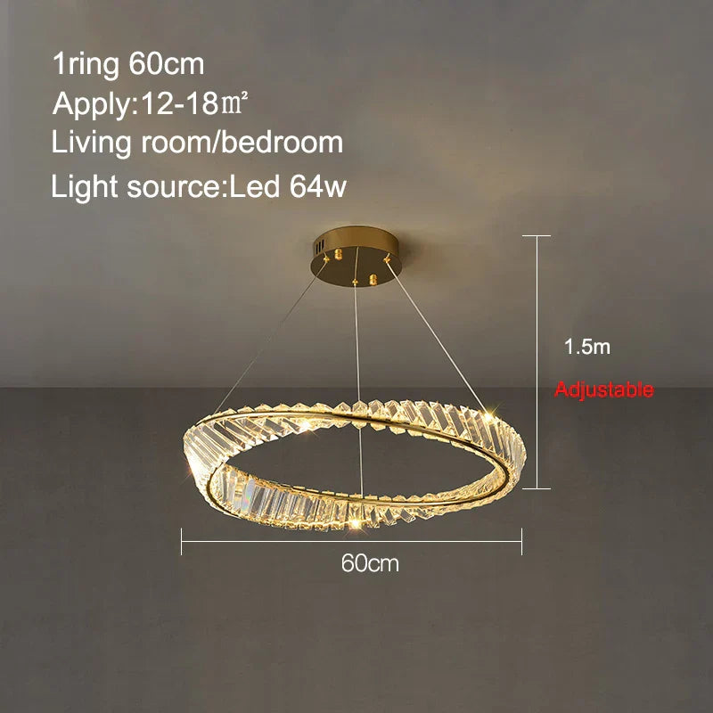 DecorBites™ Crystal Ring Ceiling Lamp - Modern Luxury LED Chandelier for Master Bedroom & Living Room