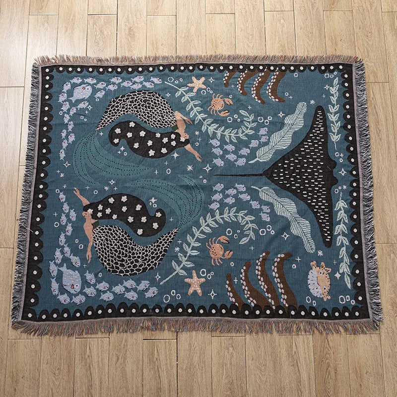 DecorBites™ Knitted Tapestry Sofa Blanket - Light Luxury Decorative Blanket for Living Room, Nap Bedspread, Picnic, Camping Mat