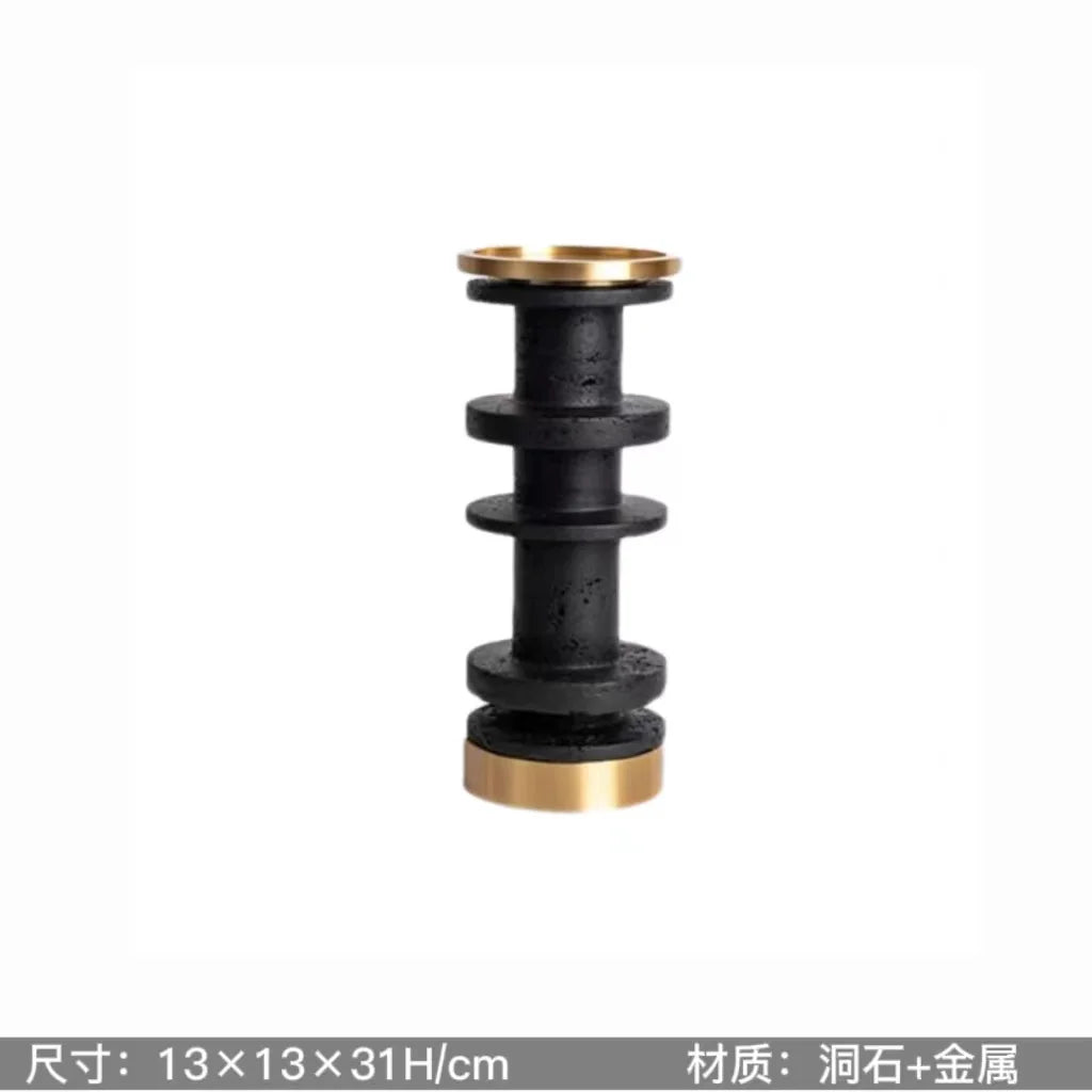 Brown Travertine Candle Holder
