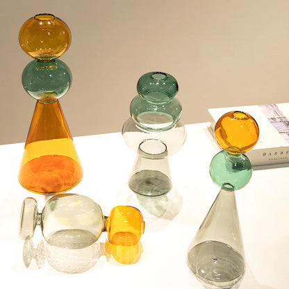 DecorBites™ Double Glazing Stained Glass Vase Hydroponic Terrarium Home Decor Floral Arrangement