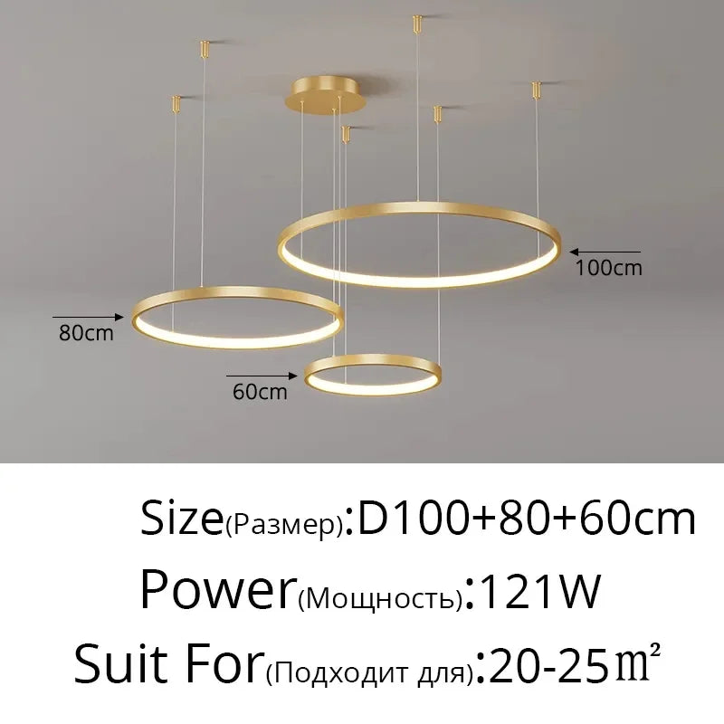 DecorBites™ Acrylic LED Ring Pendant Light Modern Minimalist Art Decor Chandelier