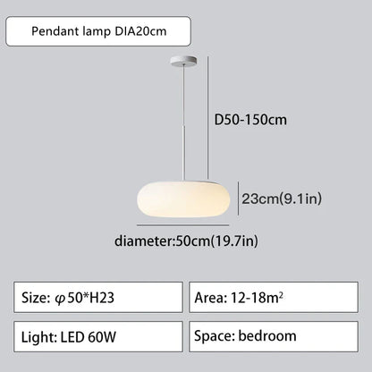 Lámpara colgante DecorBites™ Itka - Pantalla blanca minimalista para mesa de comedor, dormitorio o cocina