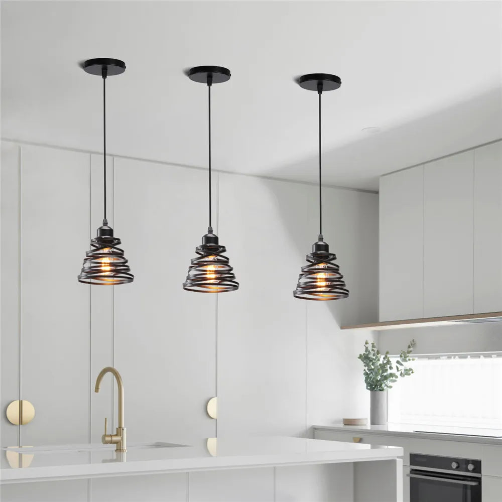 DecorBites™ Iron Cage Ring Chandelier Pendant Light for Kitchen Living Room